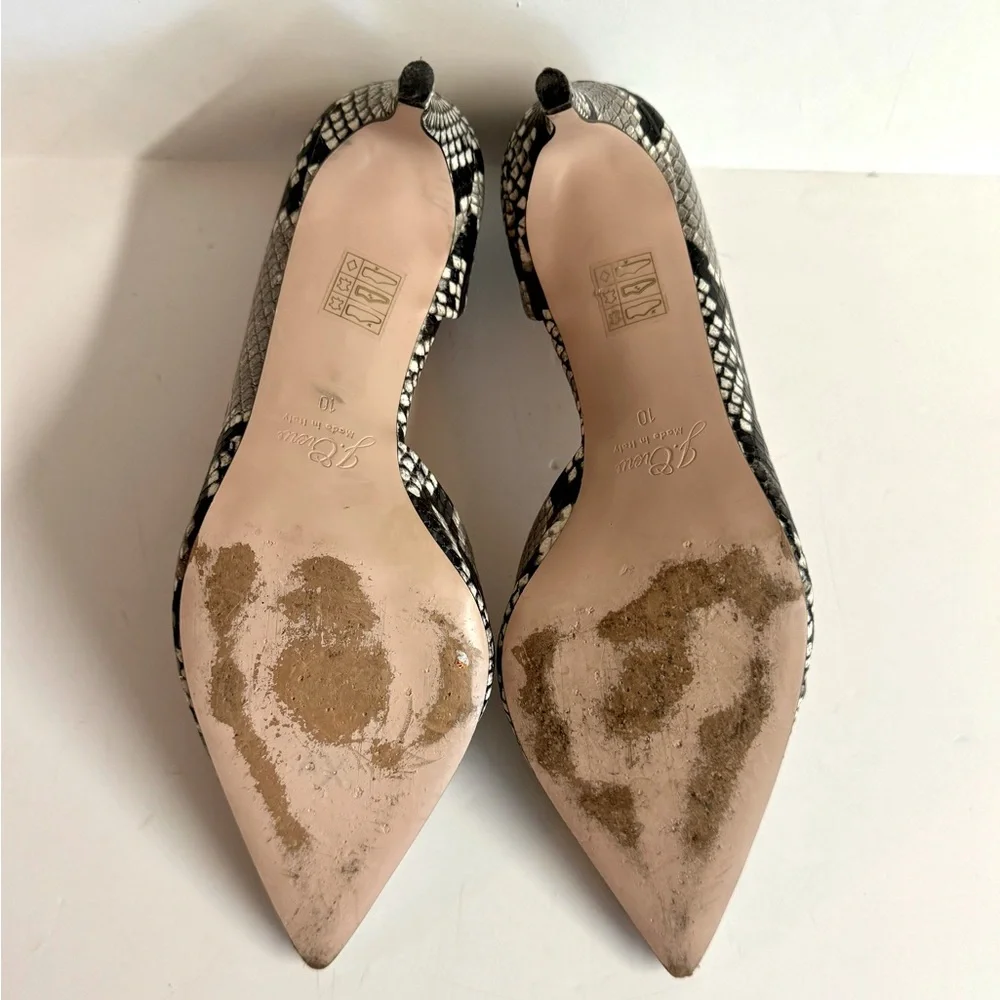 J Crew- Lucie Black and white snake embossed leather pump.Made in Italy.Size 10
